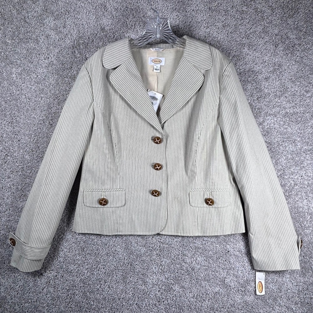 Talbots Womens‎ Striped Blazer Jacket Size 16 Stretch Cotton Blend Career Casual